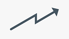 Graphic icon of a bent arrow going up