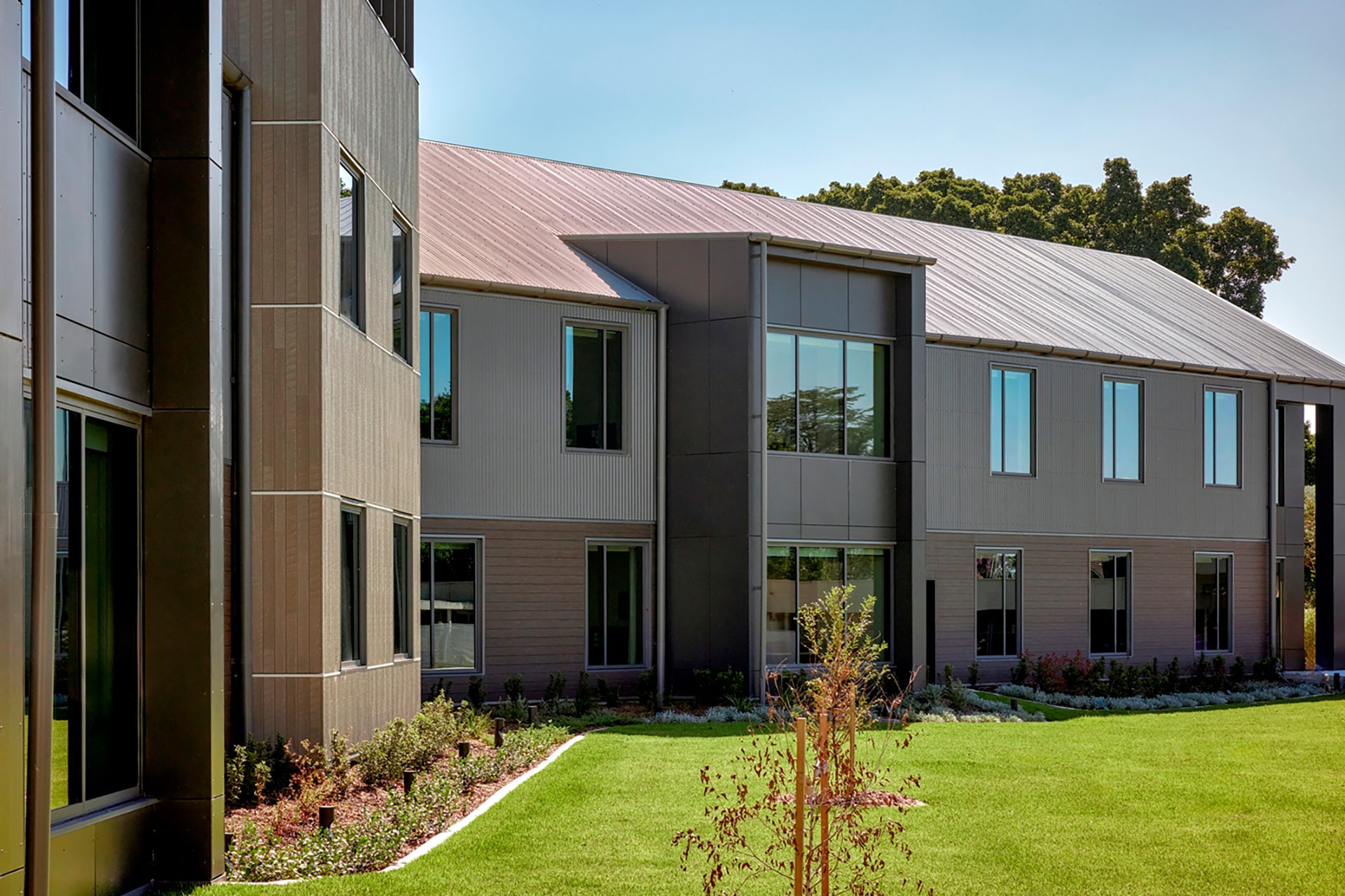 St John of God Richmond Hospital redevelopment exterior of two storey building with grass in foreground